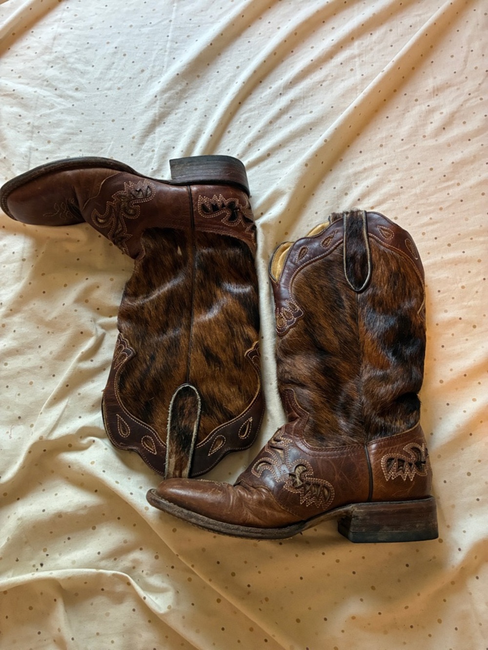 Brown Hair-On Leather Western Cowboy Boots